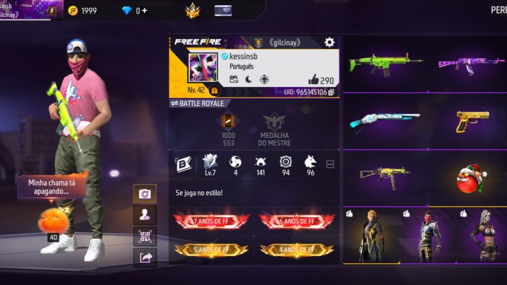 Conta free fire veterano 